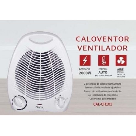 Caloventor Ventilador Redondo 2 Potencias 2000W Dinax Ch101 Termostato