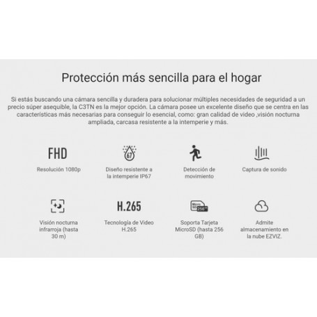 Camara De Seguridad Ezviz Ip Wifi Full Hd C Tn Exterior Soporta Hasta Gb