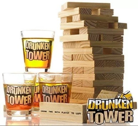 Drunken Tower Yenga 4 Vasos Shots Juego Adulto Chupitos Para Previa