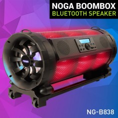 PARLANTE PORTATIL NOGA BOOMBOX BLUETOOTH USB SD RADIO LUCES RGB 46W B-838 VALIJA CONTROL REMOTO