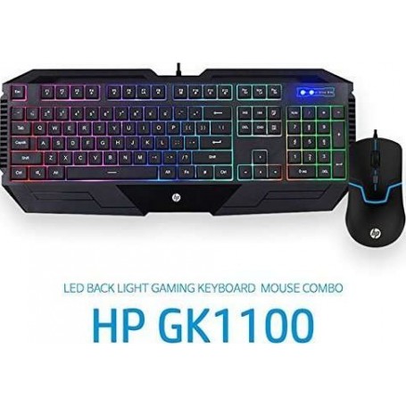 COMBO GAMER TECLADO RETROILUMINADO Y MOUSE HP GK1100 GAMING 7 COLORES HEWLETT PACKARD