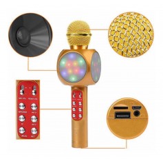 Microfono Con Parlante Karaoke Con Usb Tf Card Y Luces Rgb Wireless Microphone Hifi Speaker Ws-1816