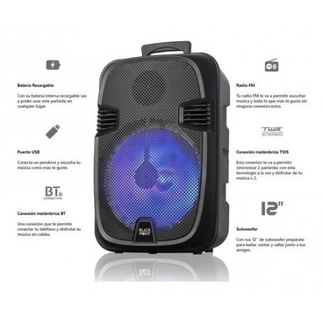 Parlante Portatil Bafle Black Point S45 2 20W Black Bluetooth Fm Usb