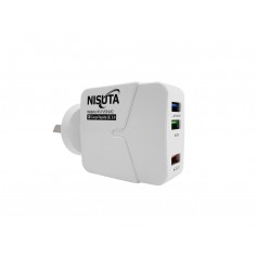 Cargador Carga Rápida Premium 6A 3 Puertos Usb Nisuta Qc3.0 Nsfu534uq