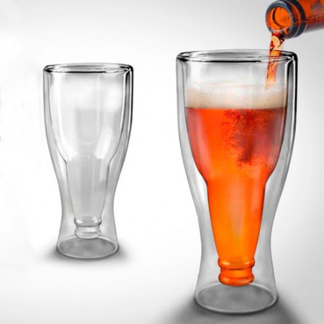 Vaso Chop Cerveza Botella Invertida De Vidrio