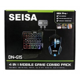 Kit Teclado 4 en 1 & Mouse Gamer Con Cable + Adaptador Bluetooth Seisa Dn-G15 Para Jugar Con Celular