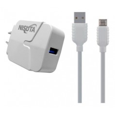 Cargador Fuente De Alimentacion Nisuta USB 2.4A Con Cable Micro USB 1mt Ns-Fu521um