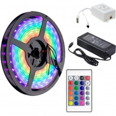 Tira De Led 5050 RGB Con Fuente & Control Ibek 5mts