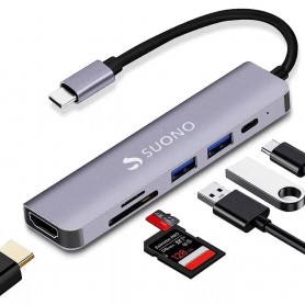 Hub USB-C Tipo-C Type-C Suono 6 En 1 SUO-074 SD Micro SD HDMI USB 3.0 2.0