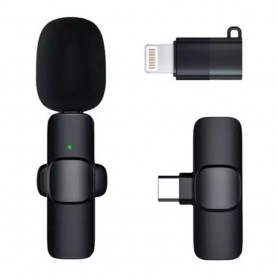 Microfono Corbatero Periodista Inalambrico Para Celulares Usb-C & Lightning GL120