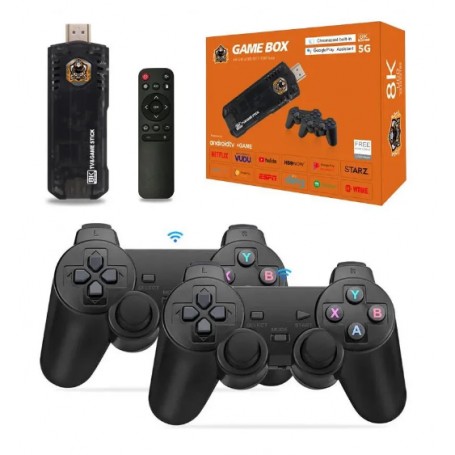 Consola Retro Game Stick HDMI Con Android Tv 64gb 8K 2 Joysticks y Juegos RS-110