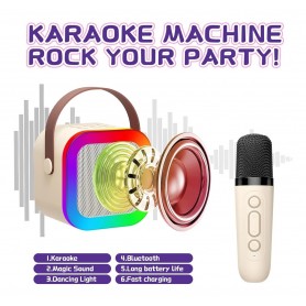 Parlante Karaoke Portatil Con microfono HQ-K12 LED RGB 6w