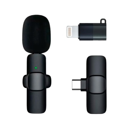 Microfono Corbatero Periodista Inalambrico Para Celulares Usb-C & Lightning K8