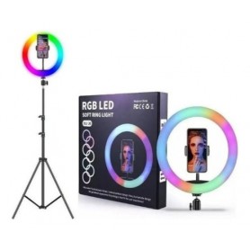 Aro Luz Led 36cm Rgb Color Calida Fria Celular Usb Selfie MJ-36KA + Tripode 2mts