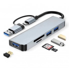 Hub USB-C Adaptador Usb Seisa 5 En 1 CQT-2302 Sd Micro Sd USB 3.0