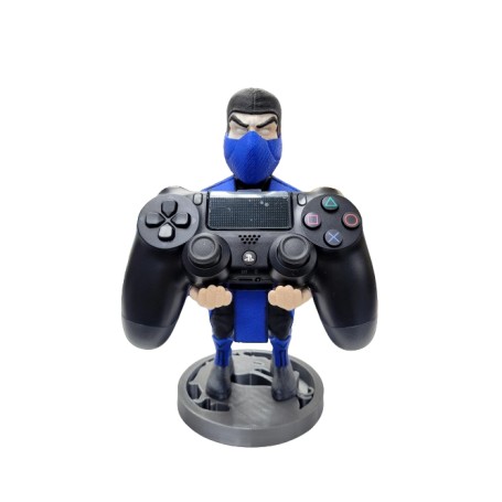 Soporte Joystick Figura 3d Sub Zero Base Logo Mortal Kombat