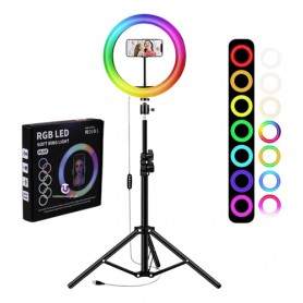 Aro Luz Led 33cm 13 Pulgadas Rgb Color Calida Fria Celular Usb Selfie Mj33 + Tripode 2.1mts