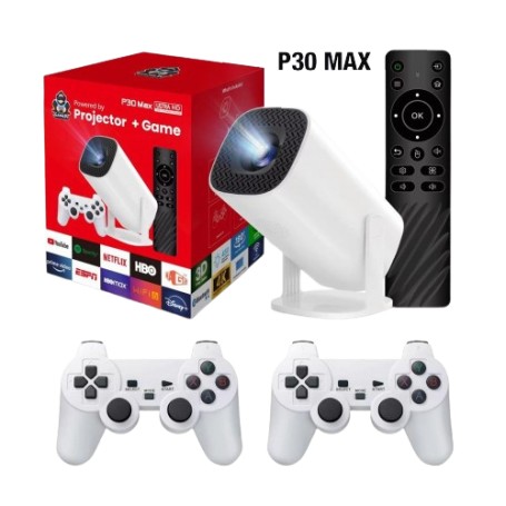 Proyector Smart P30 Ultra HD + Game Con 2 Joysticks Pantalla Auto Corrector 450 ANSI Lumens