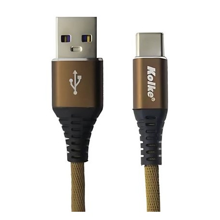 Cable De Carga USB-C Tipo-C Type-C Kolke Kcc-8556 Mallado 2mt