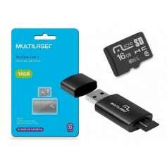 Memoria Micro SD 16GB Con Lector Micro SD A USB Multilaser MC-162