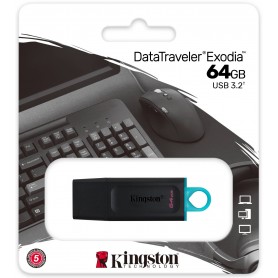 Pen Drive 64GB DTX Kingston Exodia Usb 3.1 3.2 Negro