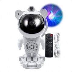 Velador Proyector Astronauta Con Parlante Bluetooth Blanco Con Base Control Remoto Luo LU-211