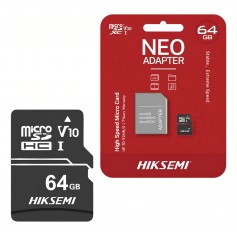 Tarjeta De Memoria Micro SD Hiksemi Neo Adapter 64GB Clase 10 MicroSDXC V30