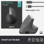 Mouse Inalambrico Logitech Ergonomico Vertical MX Vertical 910-005447 Bluetooth Pin Unifying Botones Personalizables