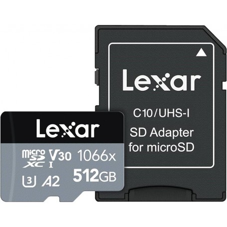 Memoria Micro SD 512GB Clase 10 Lexar Profesional V30 A2 4K UHS-I 1066X Lectura 160MB Escritura 120MB