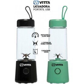 Licuadora Batidora Portatil Deportiva USB Recargable Vitta