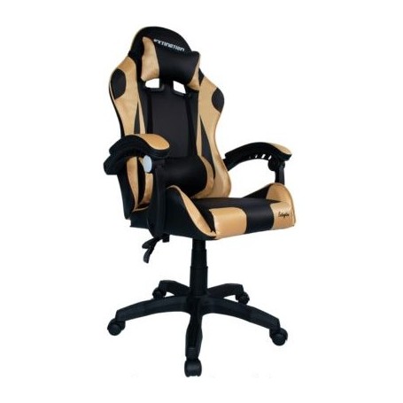 Silla Sillon Gamer Negro Y Dorado Con Reclinacion