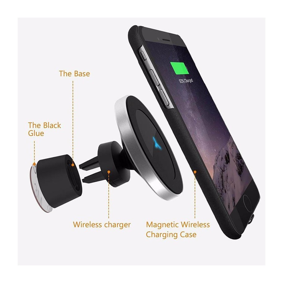 Cargador Inalambrico Soporte Para Auto Iphone 8/X Wireless Magnetico Samsung