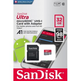 MEMORIA MICRO SD 32GB CLASE 10 SANDISK ULTRA 98mb/s