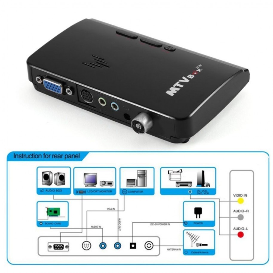 Sintonizador de TV externo VGA MTV Box para monitor lcd, receptor AV a VGA,  decodificador de TV con Control remoto, compatible con PAL/NTSC - AliExpress